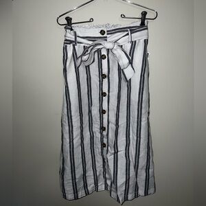 NWT Blue and white striped linen skirt with tie